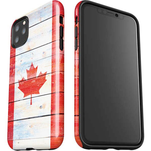 Canada Flag Light Wood iPhone 11 Pro Max Impact Case