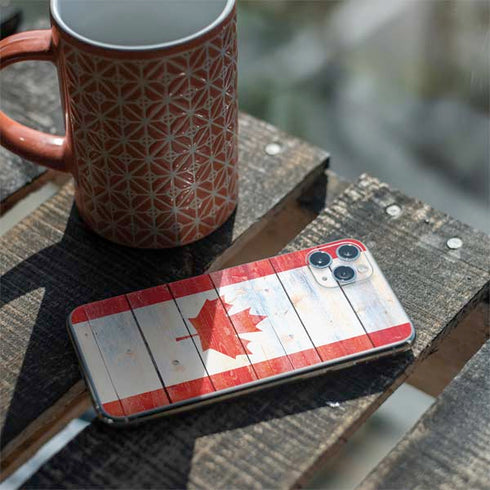 Canada Flag Light Wood iPhone 11 Pro Max Skin