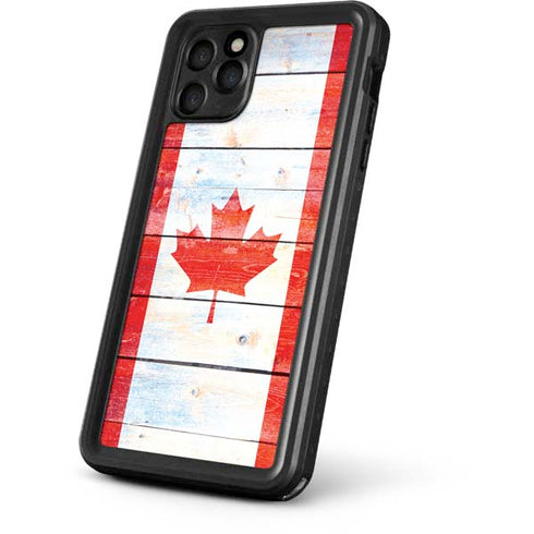 Canada Flag Light Wood iPhone 11 Pro Max Waterproof Case