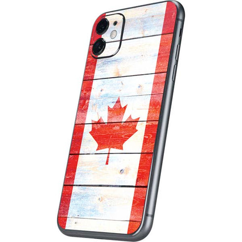 Canada Flag Light Wood iPhone 11 Skin