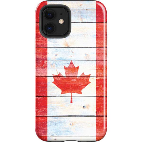 Canada Flag Light Wood iPhone 12 Impact Case