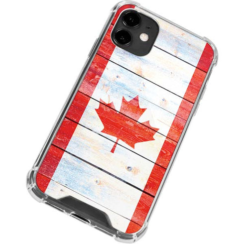 Canada Flag Light Wood iPhone 12 Mini Clear Case