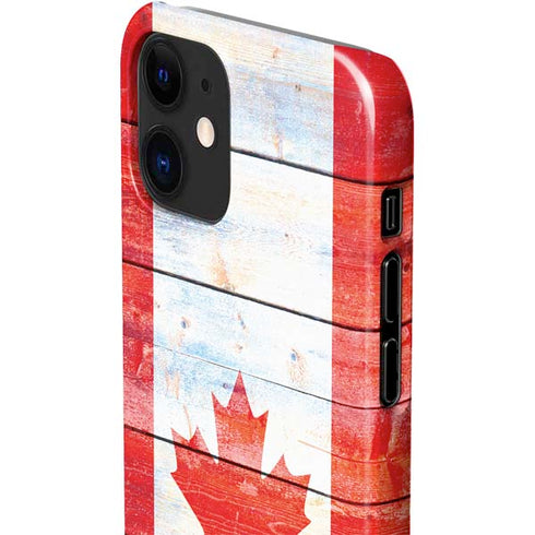 Canada Flag Light Wood iPhone 12 Mini Lite Case