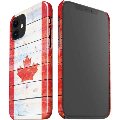 Canada Flag Light Wood iPhone 12 Mini Lite Case