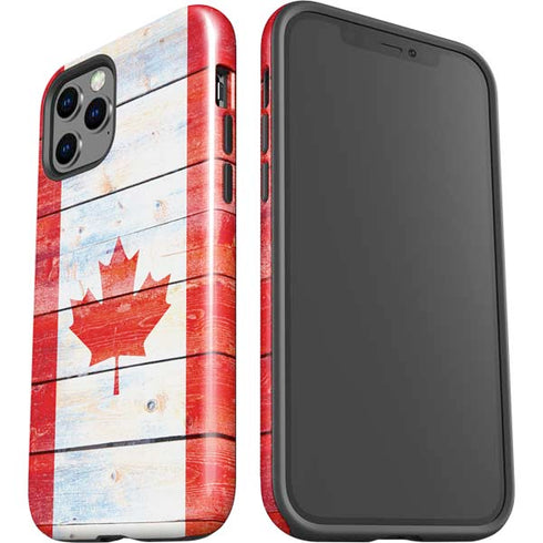 Canada Flag Light Wood iPhone 12 Pro Impact Case