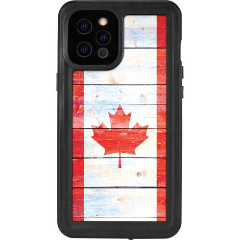 Canada Flag Light Wood iPhone 12 Pro Max Waterproof Case