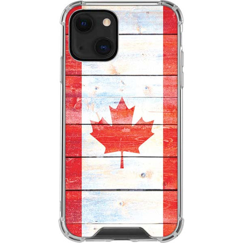 Canada Flag Light Wood iPhone 13 Clear Case