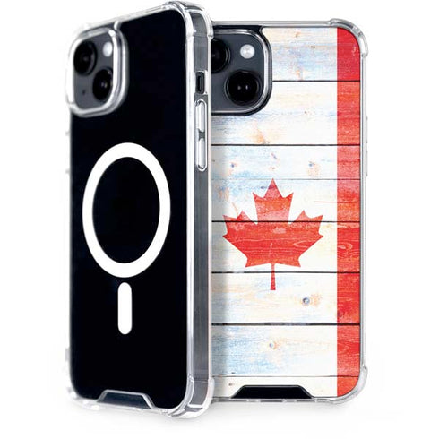Canada Flag Light Wood iPhone 13 MagSafe Case