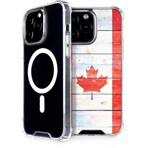 Canada Flag Light Wood iPhone 13 Pro Max MagSafe Case