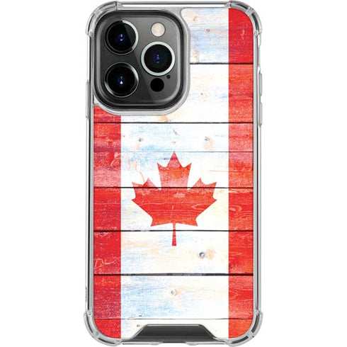 Canada Flag Light Wood iPhone 15 Pro Clear Case