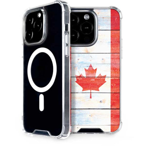 Canada Flag Light Wood iPhone 15 Pro MagSafe Case