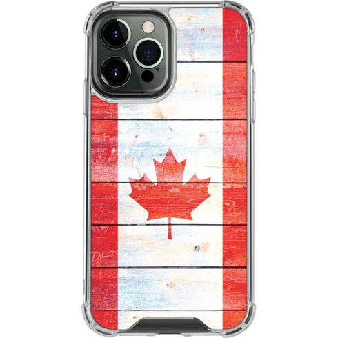 Canada Flag Light Wood iPhone 15 Pro Max Clear Case