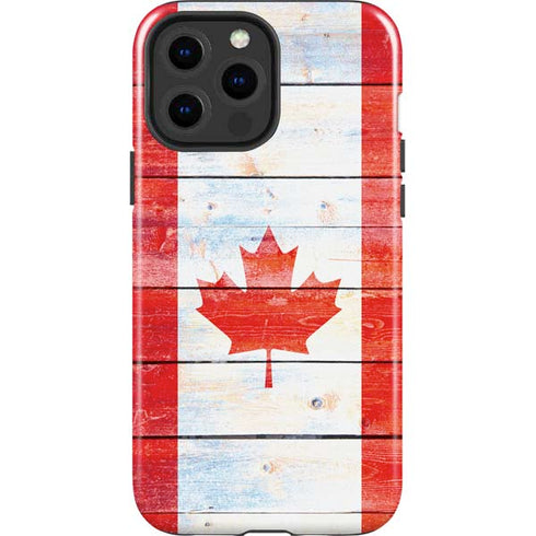 Canada Flag Light Wood iPhone 14 Pro Max Impact Case