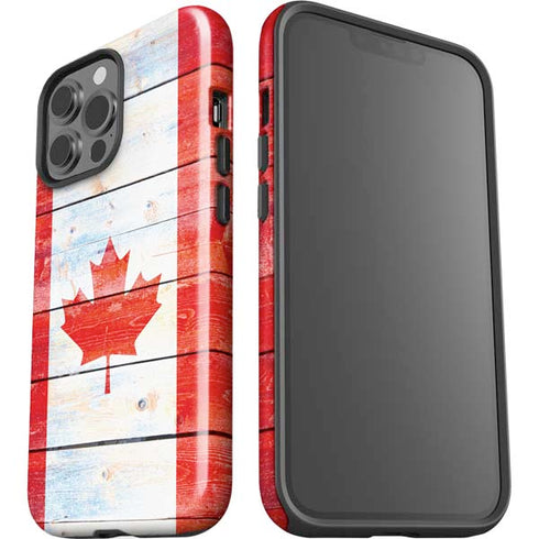 Canada Flag Light Wood iPhone 15 Pro Max Impact Case