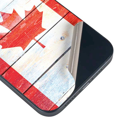 Canada Flag Light Wood iPhone 14 Skin