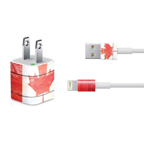 Canada Flag Light Wood iPhone Charger (5W USB) Skin