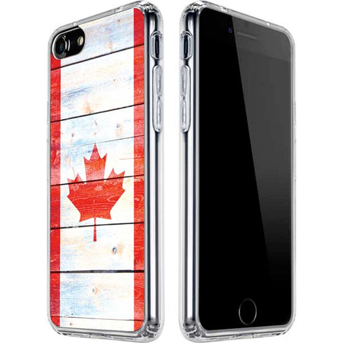 Canada Flag Light Wood iPhone SE (2nd & 3rd Gen) Clear Case