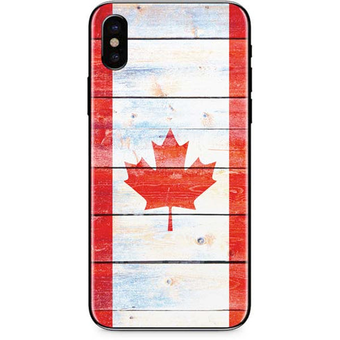 Canada Flag Light Wood iPhone X Skin