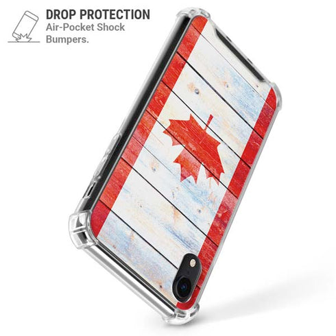 Canada Flag Light Wood iPhone XR Clear Case