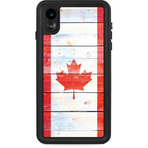 Canada Flag Light Wood iPhone XR Waterproof Case