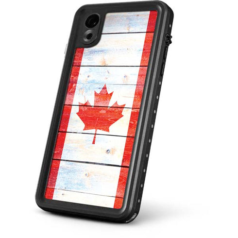 Canada Flag Light Wood iPhone XR Waterproof Case