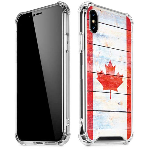 Canada Flag Light Wood iPhone XS Max Clear Case