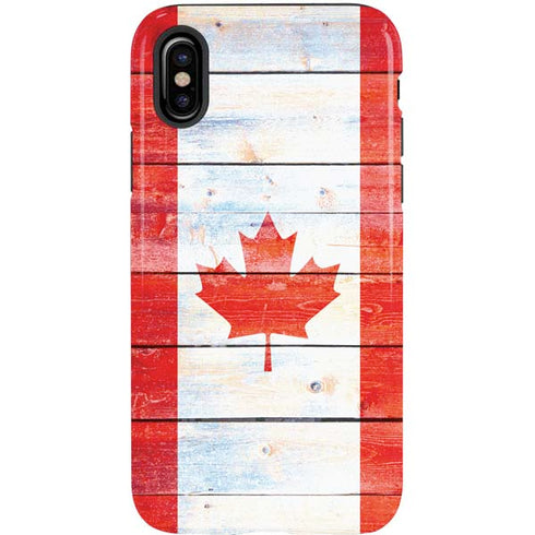 Canada Flag Light Wood iPhone XS Pro Case