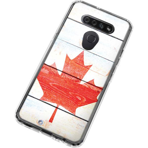Canada Flag Light Wood LG K51/Q51 Clear Case