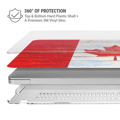 Canada Flag Light Wood MacBook Pro 13in (2020) Case plus Skin