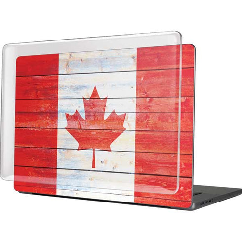 Canada Flag Light Wood MacBook Pro 16in (2021-25) Case plus Skin