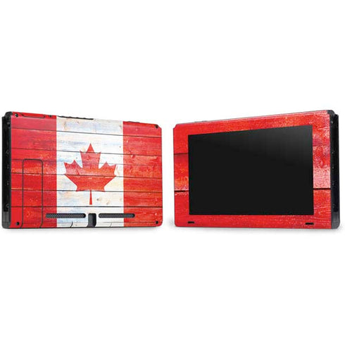 Canada Flag Light Wood Nintendo Switch Bundle Skin