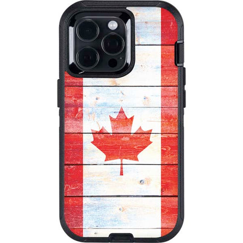 Canada Flag Light Wood Otterbox Defender iPhone Skin