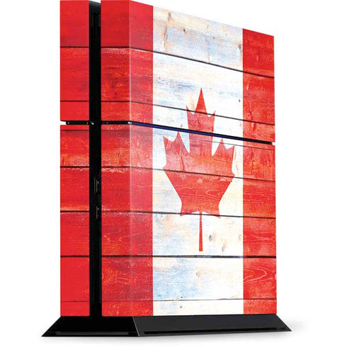 Canada Flag Light Wood PS4 Console Skin