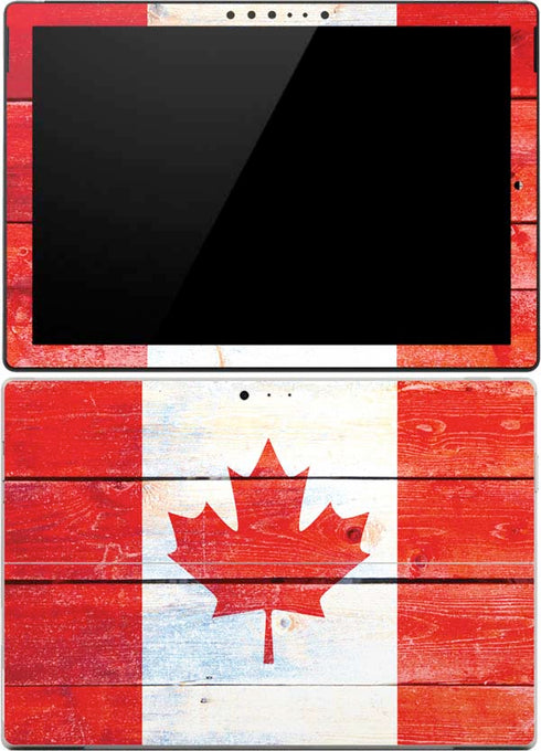 Canada Flag Light Wood Surface Pro 4 Skin