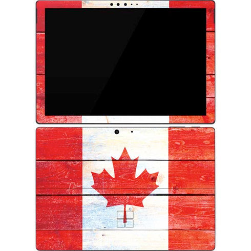 Canada Flag Light Wood Surface Pro 7 Skin