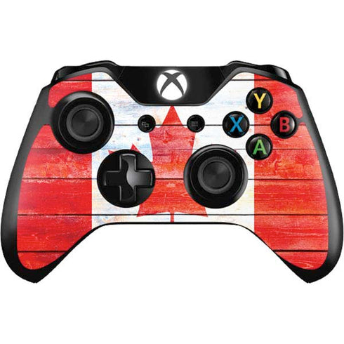 Canada Flag Light Wood Xbox One Controller Skin