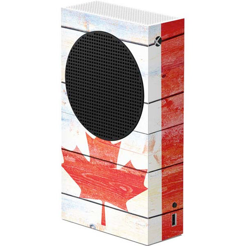 Canada Flag Light Wood Xbox Series S Console Skin