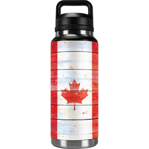 Canada Flag Light Wood YETI Rambler 36oz Bottle Skin