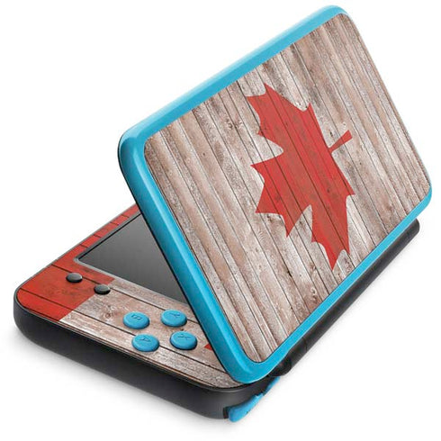 Canadian Flag Dark Wood Nintendo 2DS XL (2017) Skin