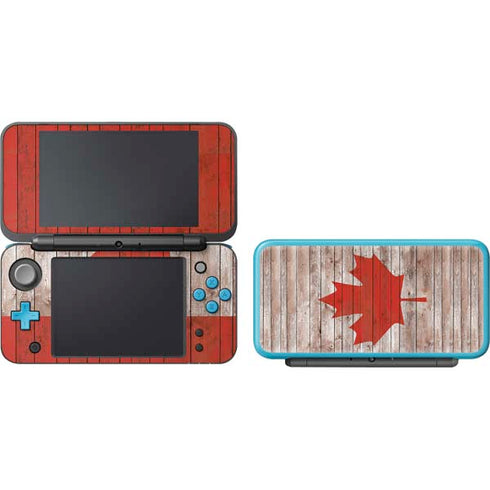 Canadian Flag Dark Wood Nintendo 2DS XL (2017) Skin