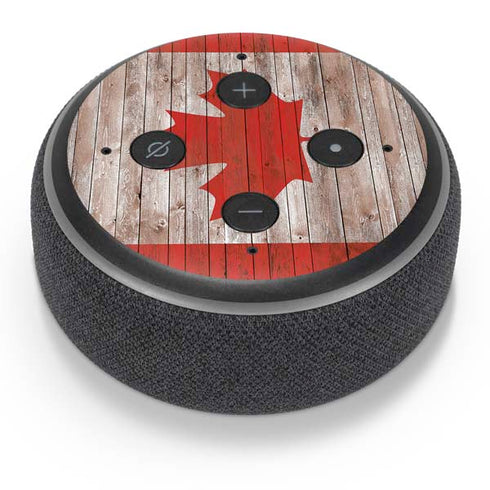 Canadian Flag Dark Wood Amazon Echo Dot Skin