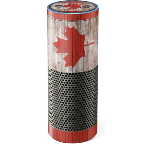 Canadian Flag Dark Wood Amazon Echo Skin