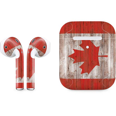 Canadian Flag Dark Wood Apple AirPods 2 Skin