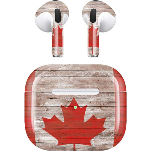 Canadian Flag Dark Wood Apple AirPods (3rd Gen 2021) Skin