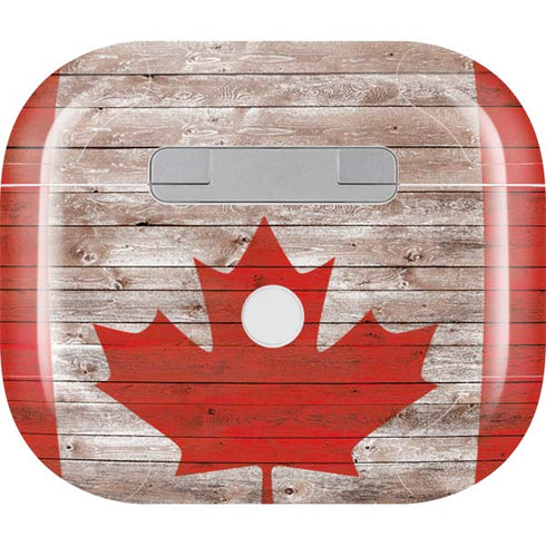 Canadian Flag Dark Wood Apple AirPods (3rd Gen 2021) Skin