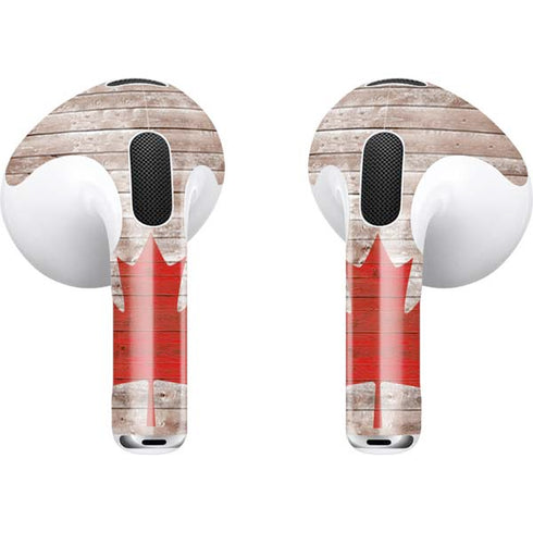 Canadian Flag Dark Wood Apple AirPods (3rd Gen 2021) Skin