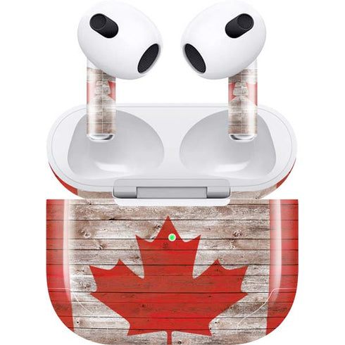 Canadian Flag Dark Wood Apple AirPods (3rd Gen 2021) Skin