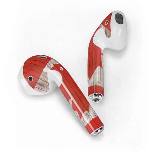 Canadian Flag Dark Wood Apple AirPods Skin