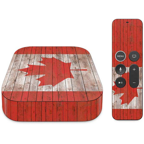 Canadian Flag Dark Wood Apple TV Skin