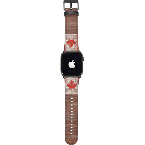 Canadian Flag Dark Wood Apple Watch Band 42-44mm